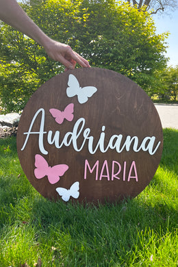 Butterfly Sign, Customized Baby Name, Children's Nursery Decor, Personalized Wood Sign, Girl