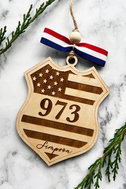 Custom Police Badge Ornament for Christmas Tree