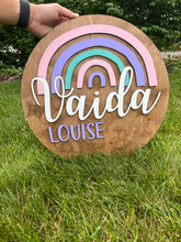 Boho Rainbow Sign 3D, Customized Baby Name Sign, Children's Nursery Decor, Personalized Wood Sign with Painted Rainbow, Girls Home Decor