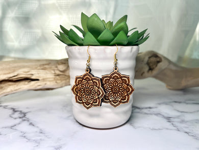 Handmade Mandala Wood Earrings