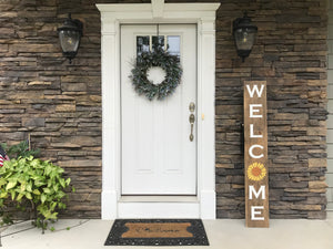 Welcome Indoor/Outdoor Fall Themed Sunflower Tall Sign for Doorway or Entry