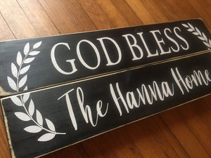 God Bless This Home CUSTOM PERSONALIZED Sign, Double Panel, with Last name