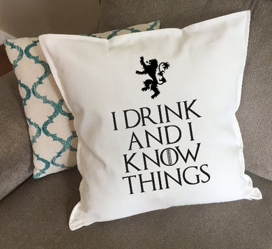 Game of Thrones, Tyrion, I Drink and I Know Things, Lannister Lion, Home Decor Pillow, Housewarming Gift